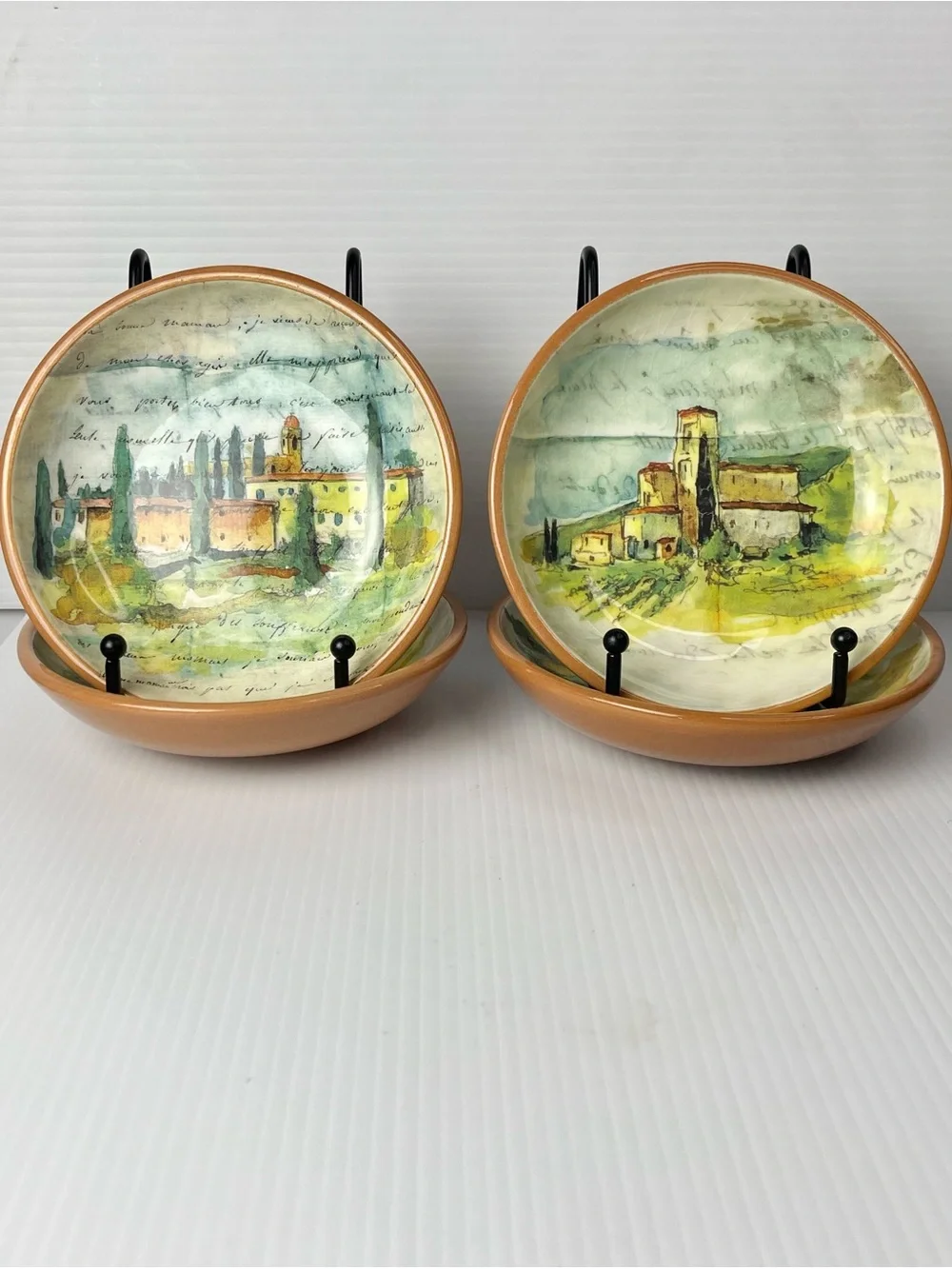 Williams-Sonoma Paysage bread Dipping dishes 4pc Tuscan Landscape By Marc Lacaze